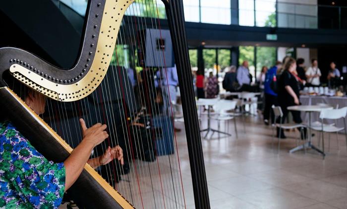Harp music during refreshments
